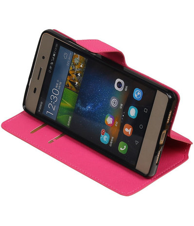 Roze Huawei P8 Lite TPU wallet case booktype hoesje HM Book