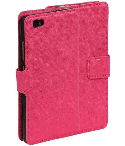 Roze Huawei P8 Lite TPU wallet case booktype hoesje HM Book