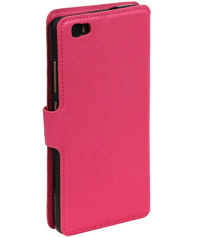 Roze Huawei P8 Lite TPU wallet case booktype hoesje HM Book