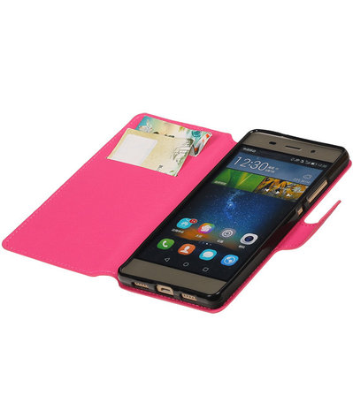 Roze Huawei P8 Lite TPU wallet case booktype hoesje HM Book