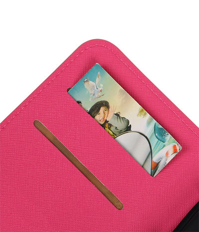 Roze Huawei P8 Lite TPU wallet case booktype hoesje HM Book