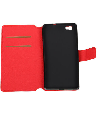 Rood Huawei P8 Lite TPU wallet case booktype hoesje HM Book