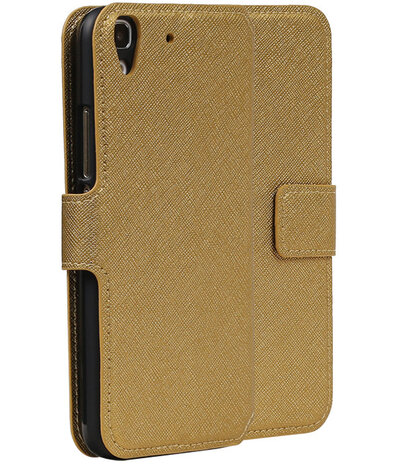 Goud Huawei Honor Y6 TPU wallet case booktype hoesje HM Book