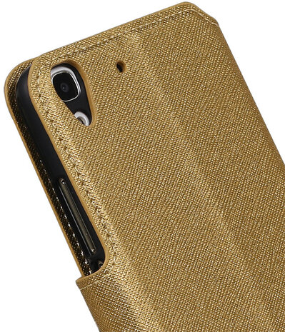 Goud Huawei Honor Y6 TPU wallet case booktype hoesje HM Book