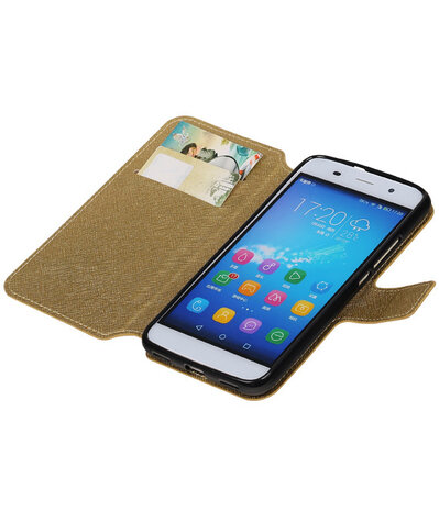 Goud Huawei Honor Y6 TPU wallet case booktype hoesje HM Book