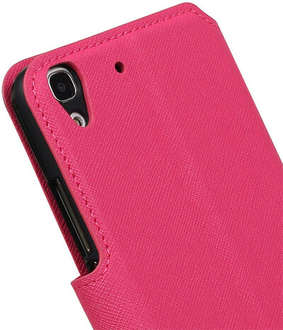 Roze Huawei Honor Y6 TPU wallet case booktype hoesje HM Book