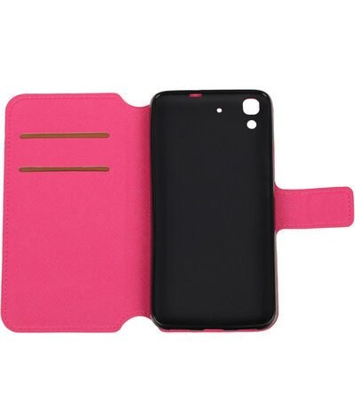 Roze Huawei Honor Y6 TPU wallet case booktype hoesje HM Book