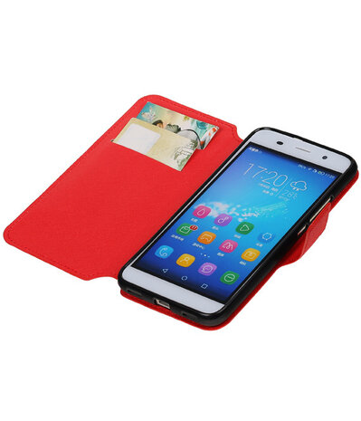 Rood Huawei Honor Y6 TPU wallet case booktype hoesje HM Book