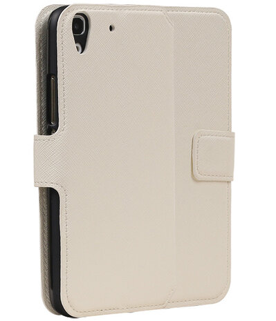 Wit Huawei Honor Y6 TPU wallet case booktype hoesje HM Book