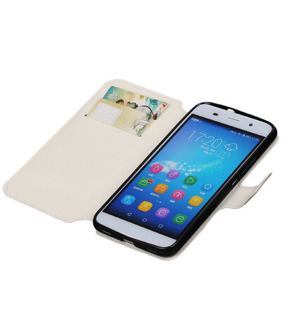 Wit Huawei Honor Y6 TPU wallet case booktype hoesje HM Book
