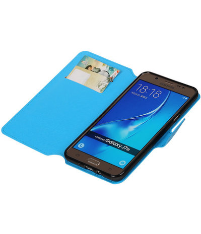 Blauw Samsung Galaxy J7 2016 TPU wallet case booktype hoesje HM Book