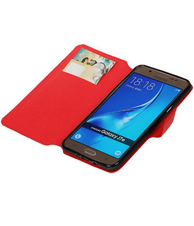 Rood Samsung Galaxy J7 2016 TPU wallet case booktype hoesje HM Book