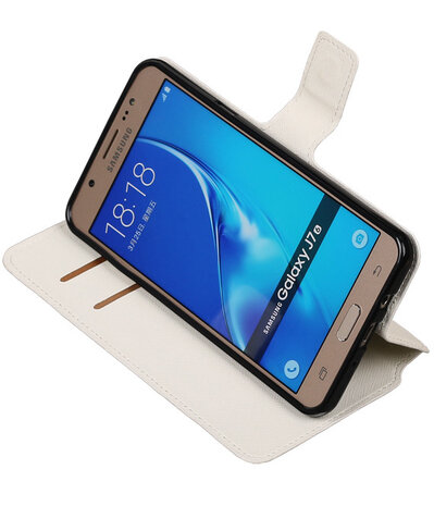 Wit Samsung Galaxy J7 2016 TPU wallet case booktype hoesje HM Book