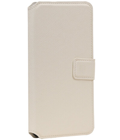 Wit Samsung Galaxy J7 2016 TPU wallet case booktype hoesje HM Book