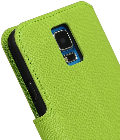 Groen Samsung Galaxy S5 TPU wallet case booktype hoesje HM Book