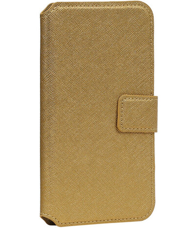 Goud Samsung Galaxy S5 TPU wallet case booktype hoesje HM Book