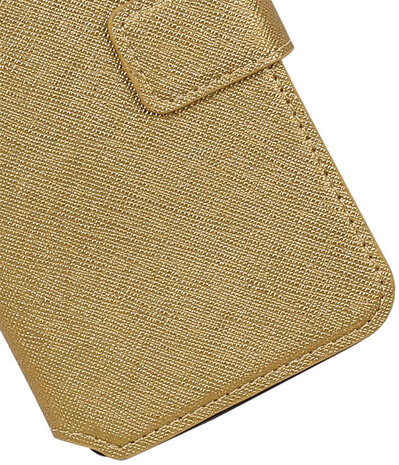 Goud Samsung Galaxy S5 TPU wallet case booktype hoesje HM Book