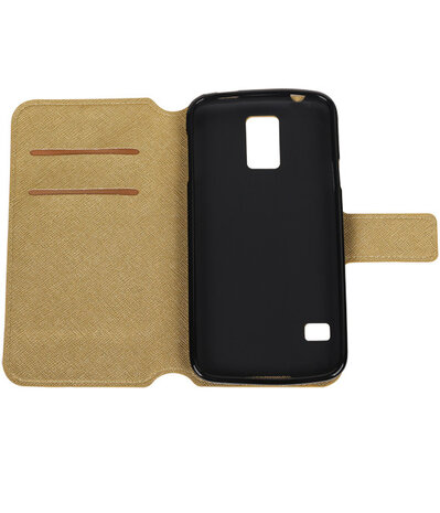 Goud Samsung Galaxy S5 TPU wallet case booktype hoesje HM Book