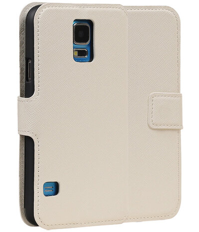 Wit Samsung Galaxy S5 TPU wallet case booktype hoesje HM Book