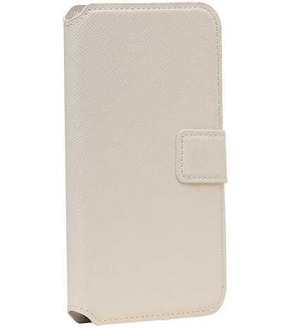 Wit Samsung Galaxy S5 TPU wallet case booktype hoesje HM Book
