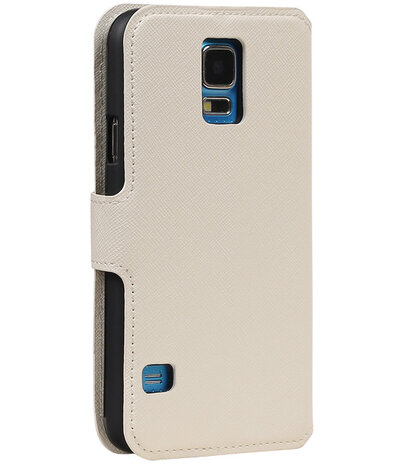 Wit Samsung Galaxy S5 TPU wallet case booktype hoesje HM Book