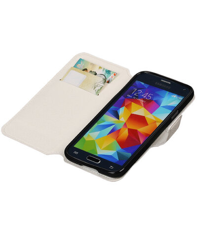 Wit Samsung Galaxy S5 TPU wallet case booktype hoesje HM Book