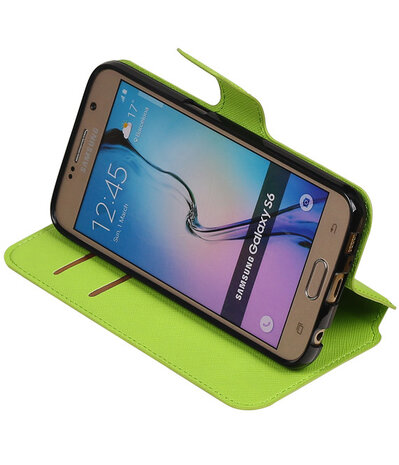 Groen Samsung Galaxy S6 TPU wallet case booktype hoesje HM Book