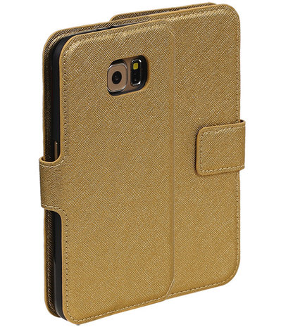 Goud Samsung Galaxy S6 TPU wallet case booktype hoesje HM Book