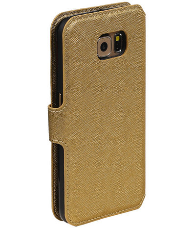 Goud Samsung Galaxy S6 TPU wallet case booktype hoesje HM Book