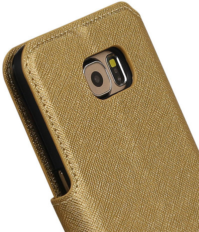 Goud Samsung Galaxy S6 TPU wallet case booktype hoesje HM Book