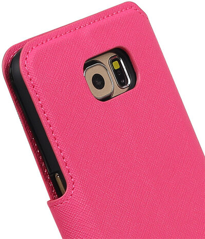 Roze Samsung Galaxy S6 TPU wallet case booktype hoesje HM Book