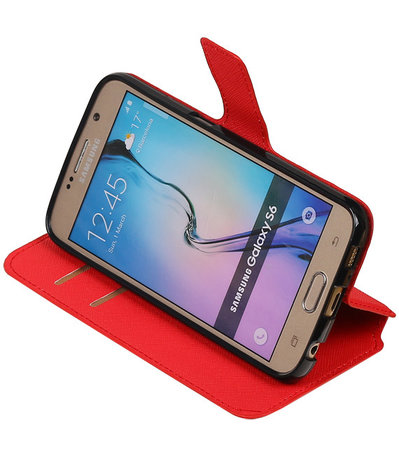 Rood Samsung Galaxy S6 TPU wallet case booktype hoesje HM Book