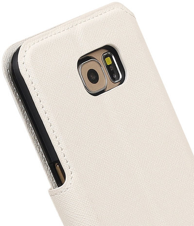 Wit Samsung Galaxy S6 TPU wallet case booktype hoesje HM Book