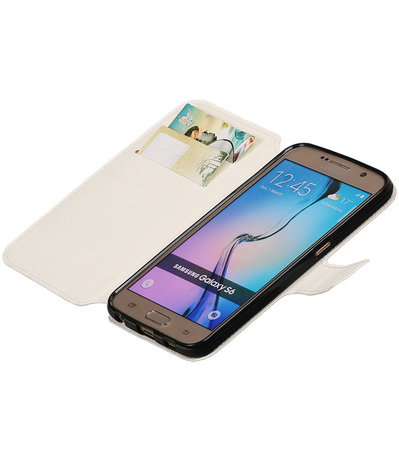 Wit Samsung Galaxy S6 TPU wallet case booktype hoesje HM Book