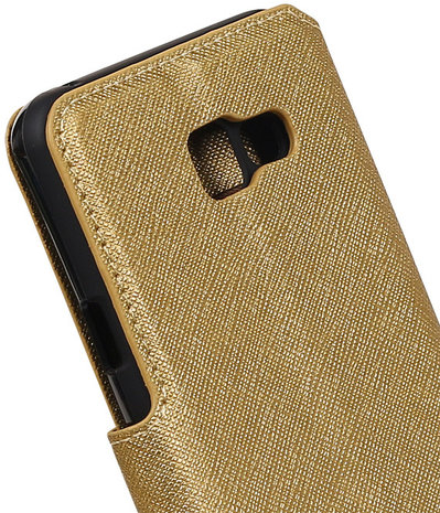 Goud Samsung Galaxy A3 2016 TPU wallet case booktype hoesje HM Book