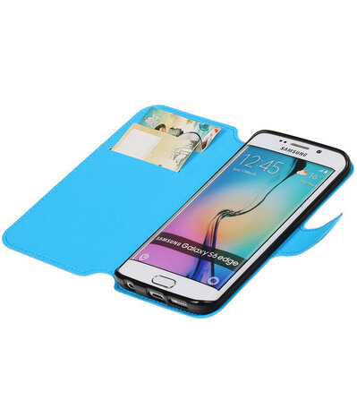 Blauw Samsung Galaxy S6 Edge TPU wallet case booktype hoesje HM Book