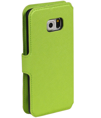 Groen Samsung Galaxy S6 Edge TPU wallet case booktype hoesje HM Book
