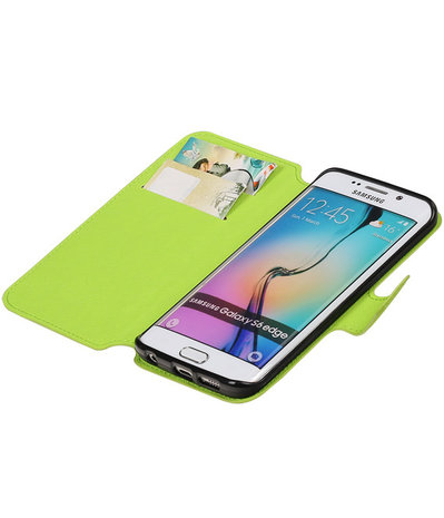 Groen Samsung Galaxy S6 Edge TPU wallet case booktype hoesje HM Book