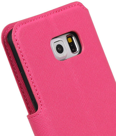 Roze Samsung Galaxy S6 Edge TPU wallet case booktype hoesje HM Book