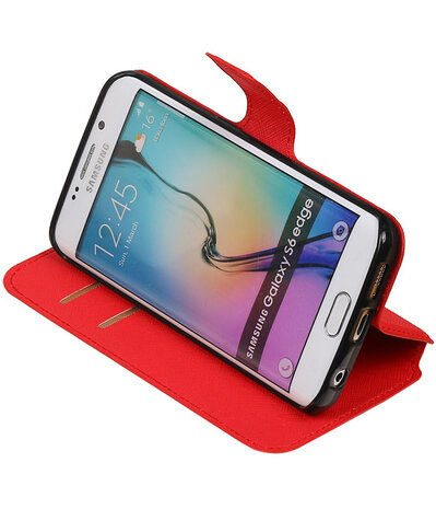 Rood Samsung Galaxy S6 Edge TPU wallet case booktype hoesje HM Book