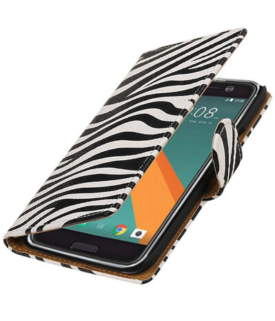 Zebra booktype wallet cover hoesje voor HTC 10