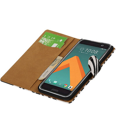 Zebra booktype wallet cover hoesje voor HTC 10