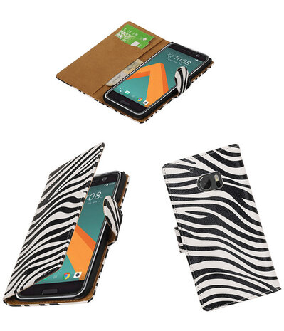 Zebra booktype wallet cover hoesje voor HTC 10