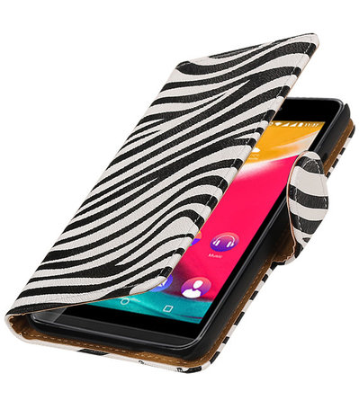 Zebra booktype wallet cover hoesje voor Wiko Rainbow 4G