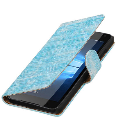 Turquoise Mini Slang booktype cover hoesje voor Microsoft Lumia 650