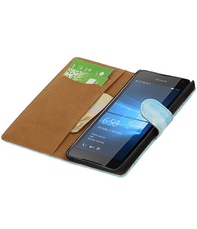 Turquoise Mini Slang booktype cover hoesje voor Microsoft Lumia 650