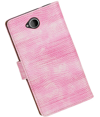 Roze Mini Slang booktype cover hoesje voor Microsoft Lumia 650