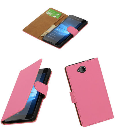 Roze Effen booktype cover hoesje voor Microsoft Lumia 650