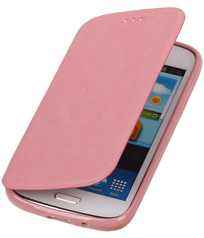 Polar Map Case Licht Roze Samsung Galaxy S4 TPU Bookcover Hoesje