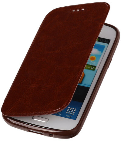 Polar Map Case Bruin Samsung Galaxy Core i8260 TPU Bookcover Hoesje